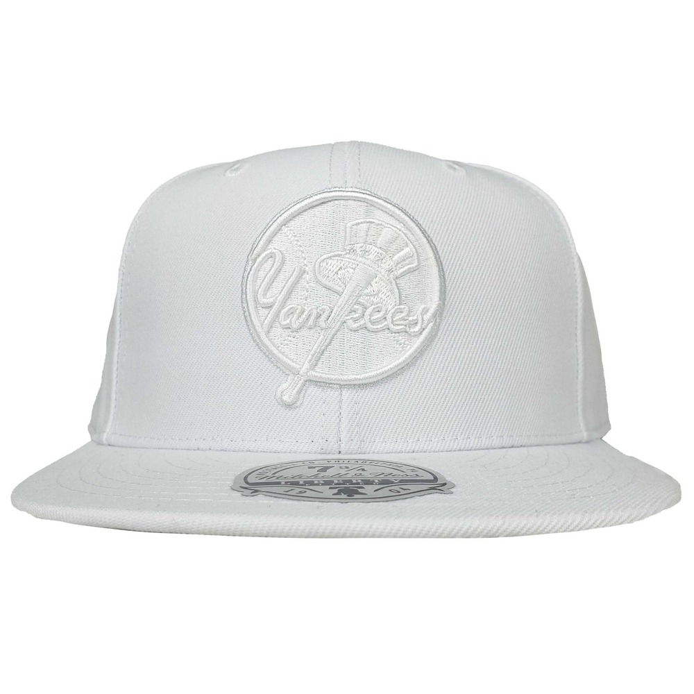 NY Yankees Mitchell & Ness MLB Fitted 7 3/4 Liberty Fit Hat Cap White NWT